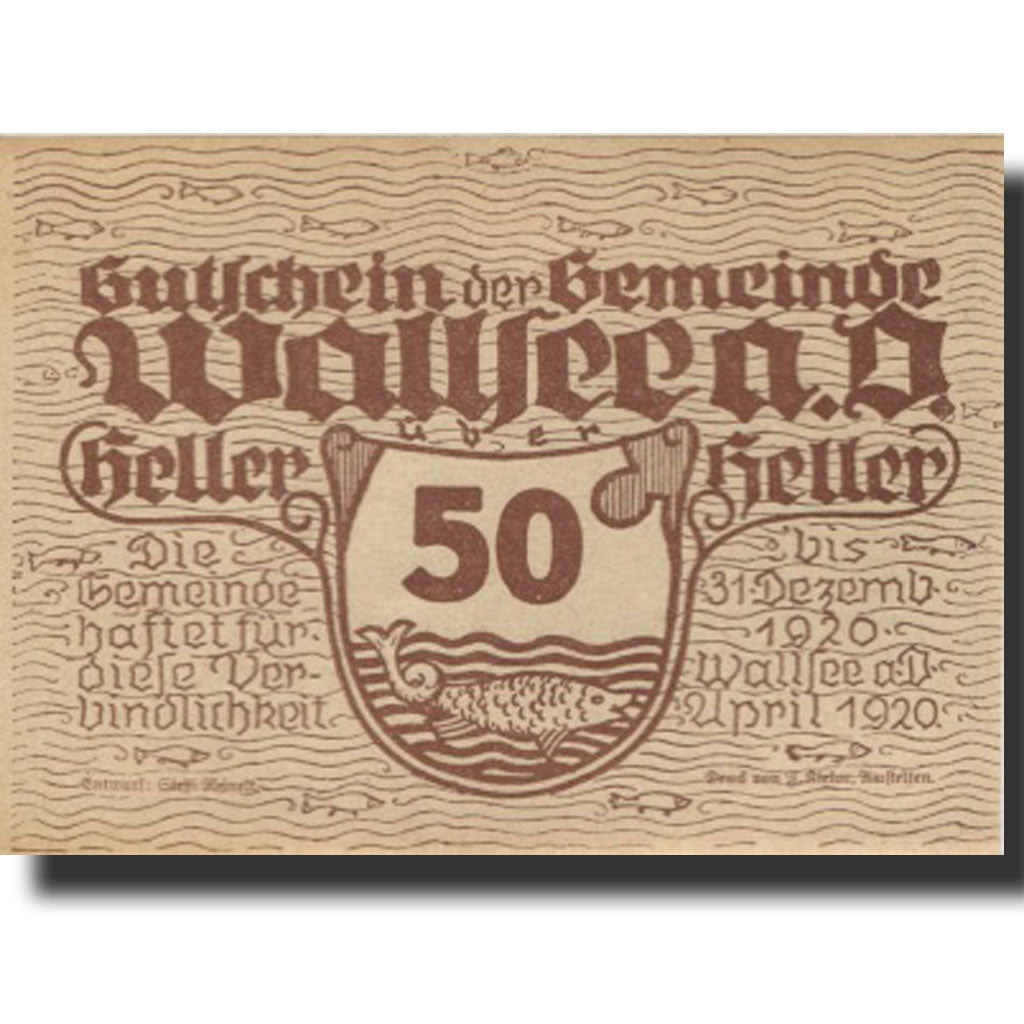 Banknote, Austria, Wallsee, 50 Heller, château, 1920 UNC(63) Mehl:FS 1137Ia