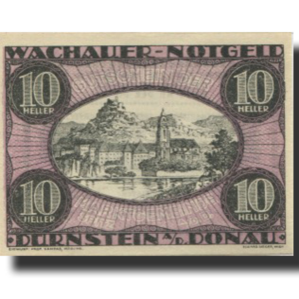 Banknote, Austria, Dürnstein, 10 Heller, château, 1920 UNC(63) Mehl:FS 1122.3IIa