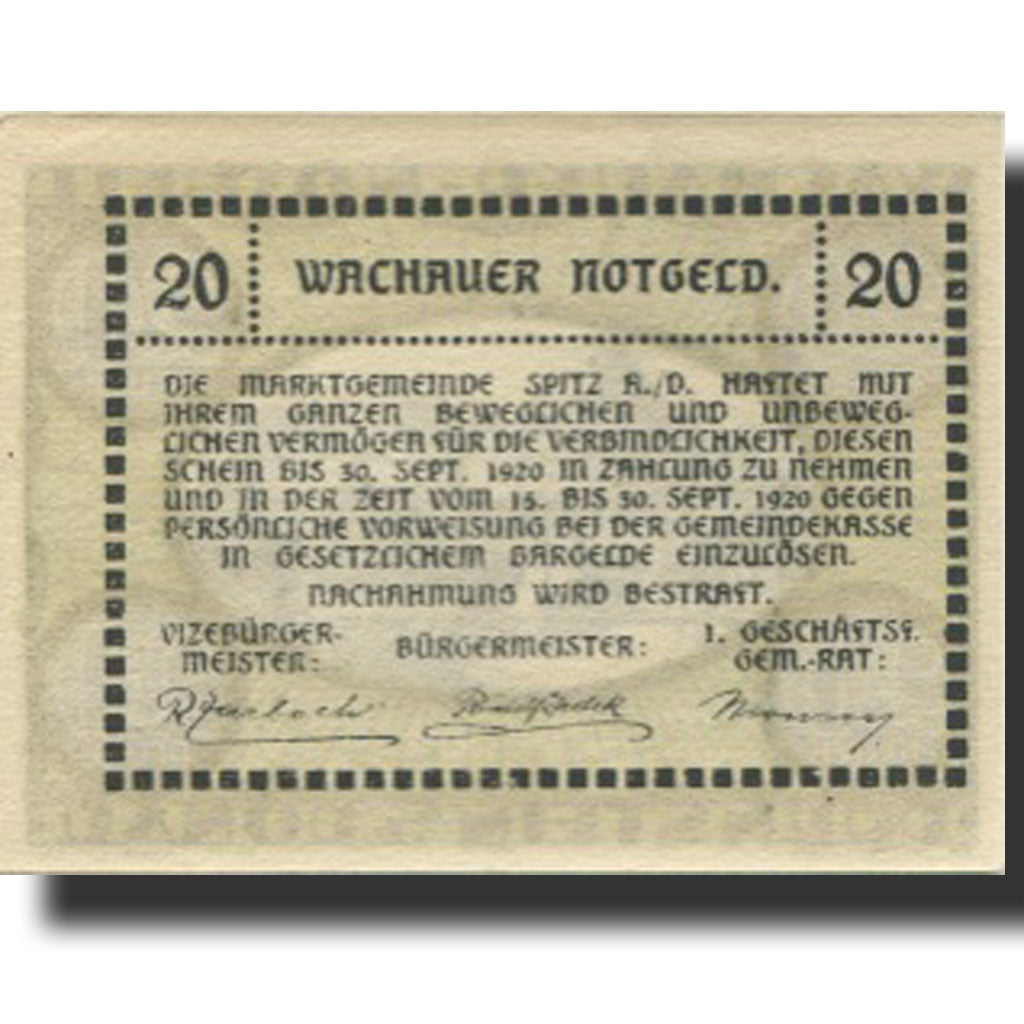 Banknote, Austria, Dürnstein, 20Heller château 1, 1920 UNC(63) Mehl:FS 1122.3IIa