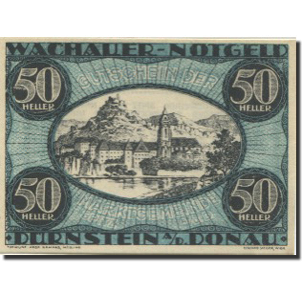 Banknote, Austria, Dürnstein 50Heller, château 2, 1920 UNC(63) Mehl:FS 1122.3IIa