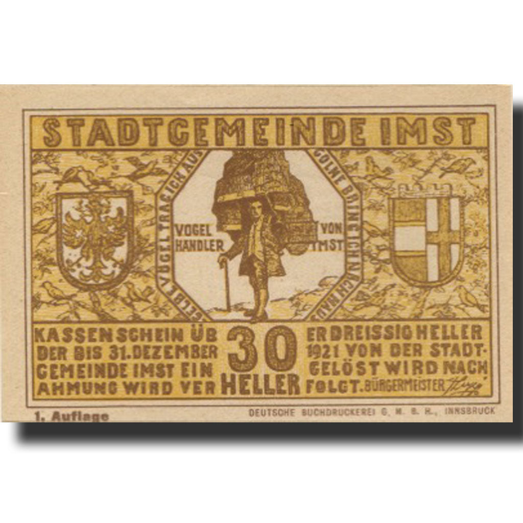 Banknote, Austria, Imst, 30 Heller, Blason, 1920 UNC(63), Mehl:FS 405a