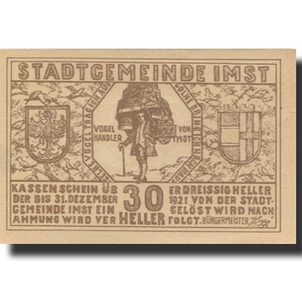 Banknote, Austria, Imst, 30 Heller, Blason, 1920 UNC(63), Mehl:FS 405a