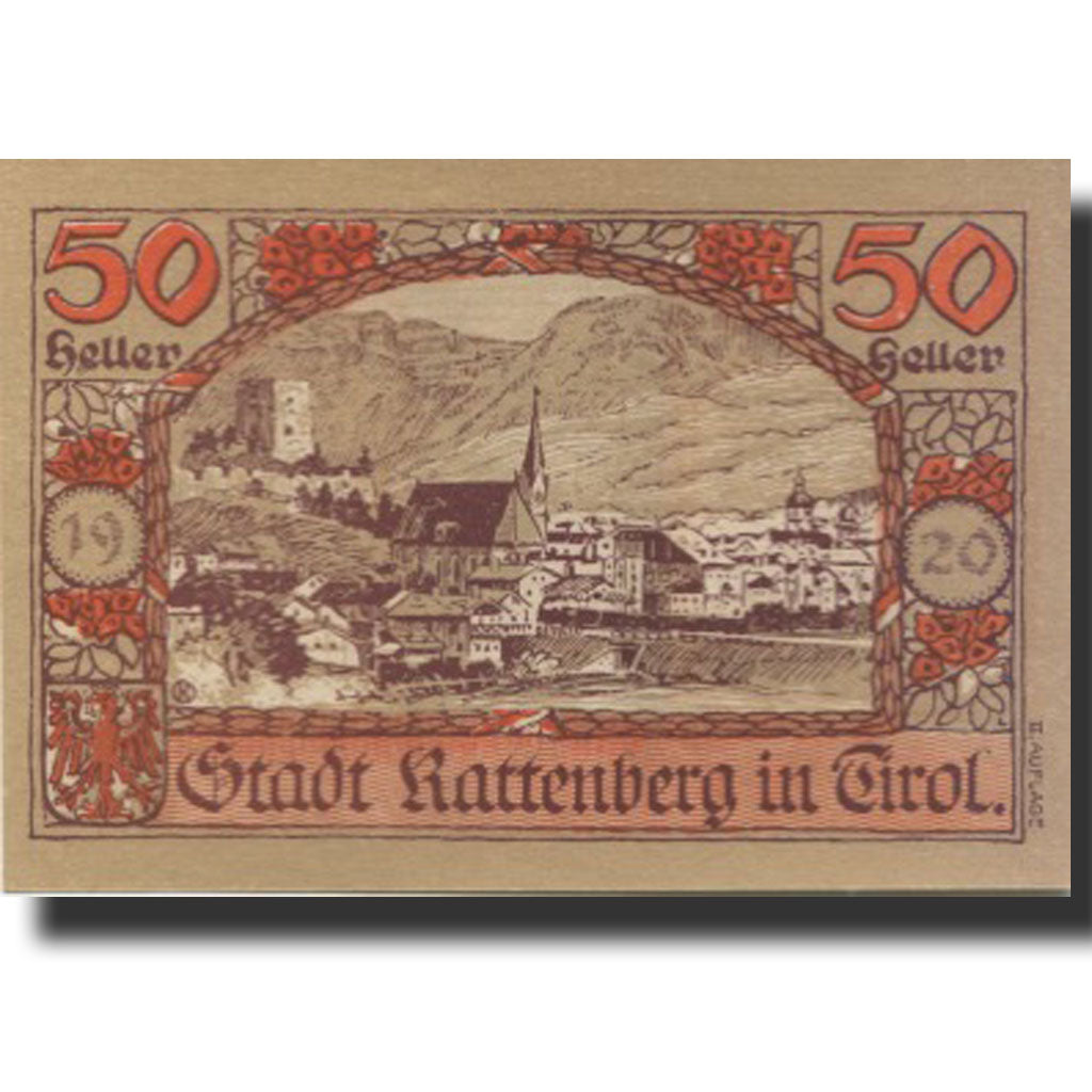 Banknote, Austria, Rattenberg, 50 Heller, village, 1920 UNC(63) Mehl:FS 821I