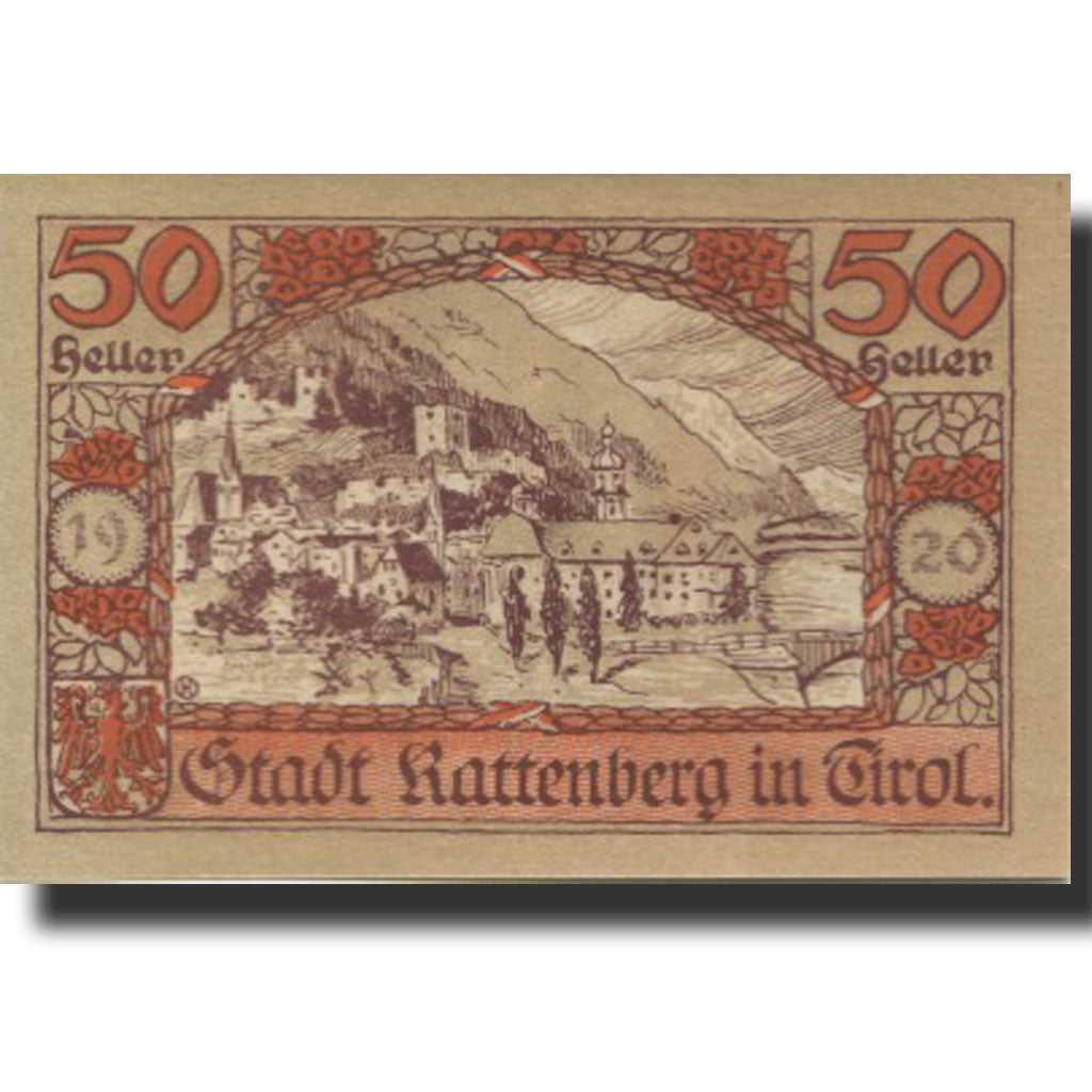 Banconote, Austria, Rattenberg, 50 Heller, personnage, 1920 SPL Mehl:FS 821I