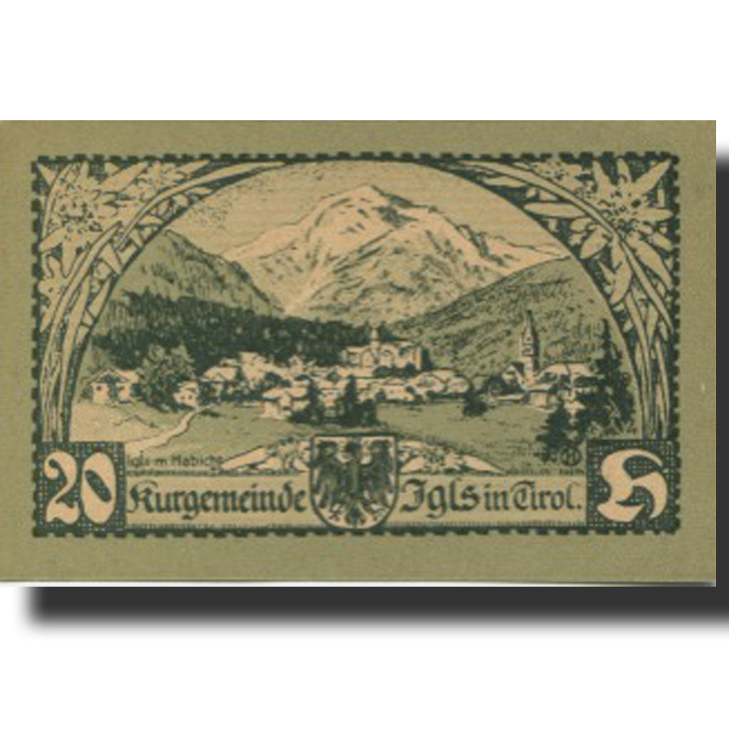 Banknote, Austria, Igls, 20 Heller, chalet, 1920 UNC(63), Mehl:FS 403
