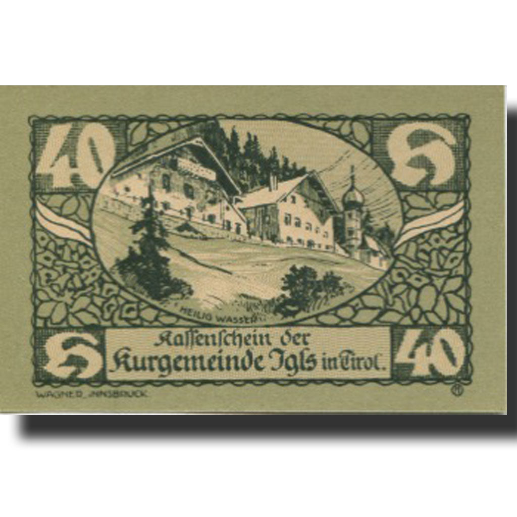 Banknote, Austria, Igls, 40 Heller, montagne 1920-12-31, UNC(63), Mehl:FS 403