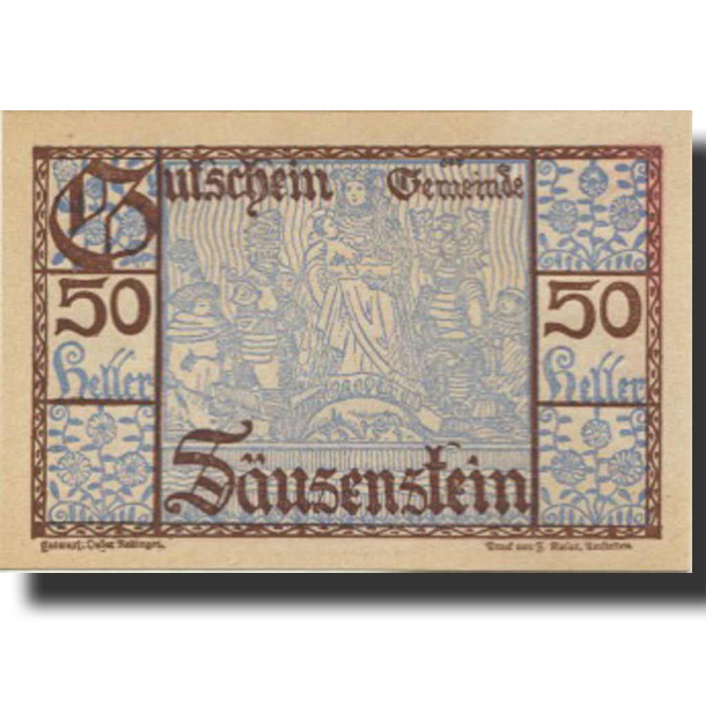 Banknote, Austria, Säusenstein, 50 Heller, fleuve, 1920 UNC(63) Mehl:FS 950c