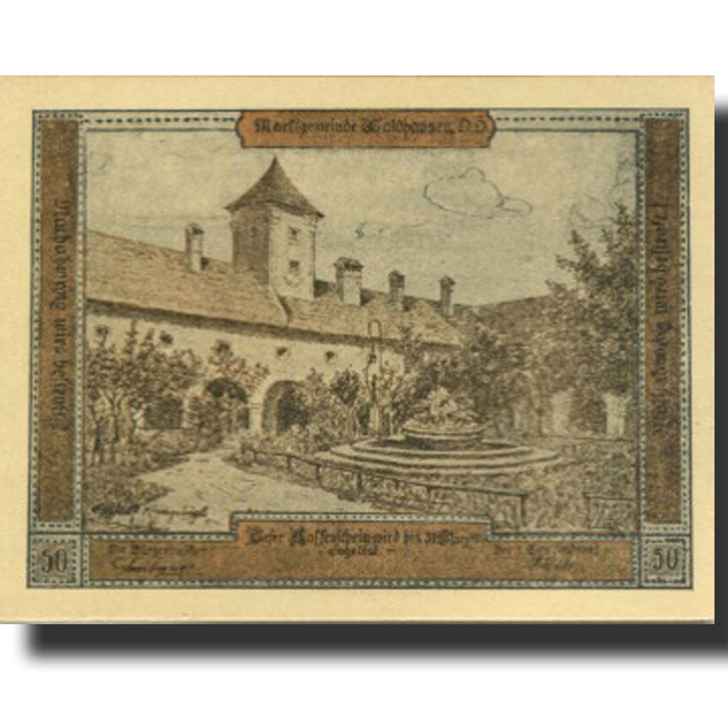 Banknote, Austria, Waldhausen, 50 Heller, monastère, 1921 UNC(63) Mehl:FS 1131c1