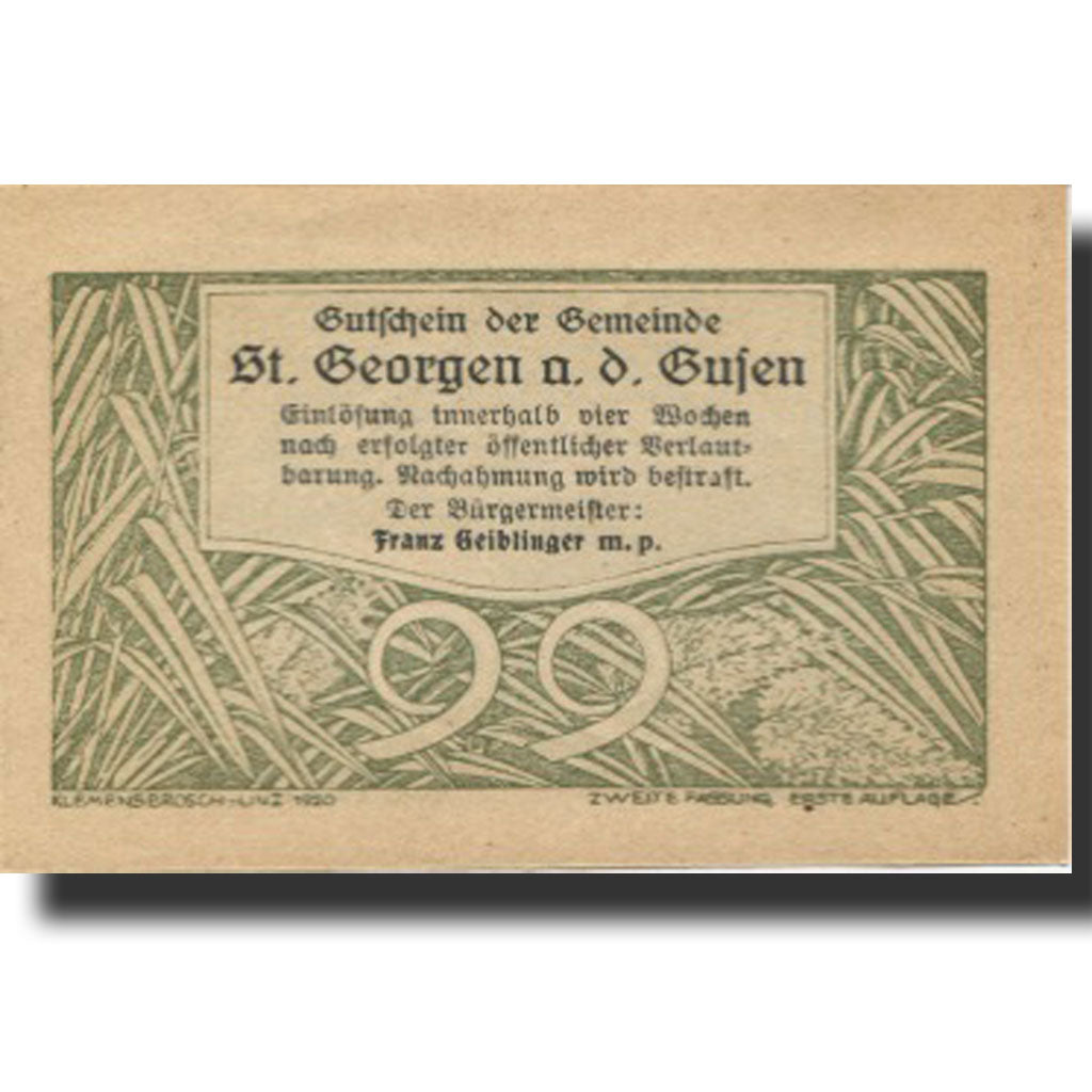 Banknote, Austria, St Georgen, 99 Heller, étang, UNC(63), Mehl:FS 886