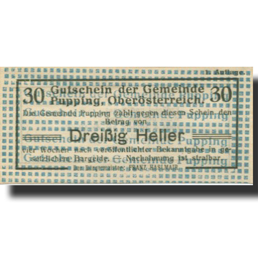 Banknote, Austria, Pupping, 30 Heller, valeur faciale, UNC(63), Mehl:FS 792IB