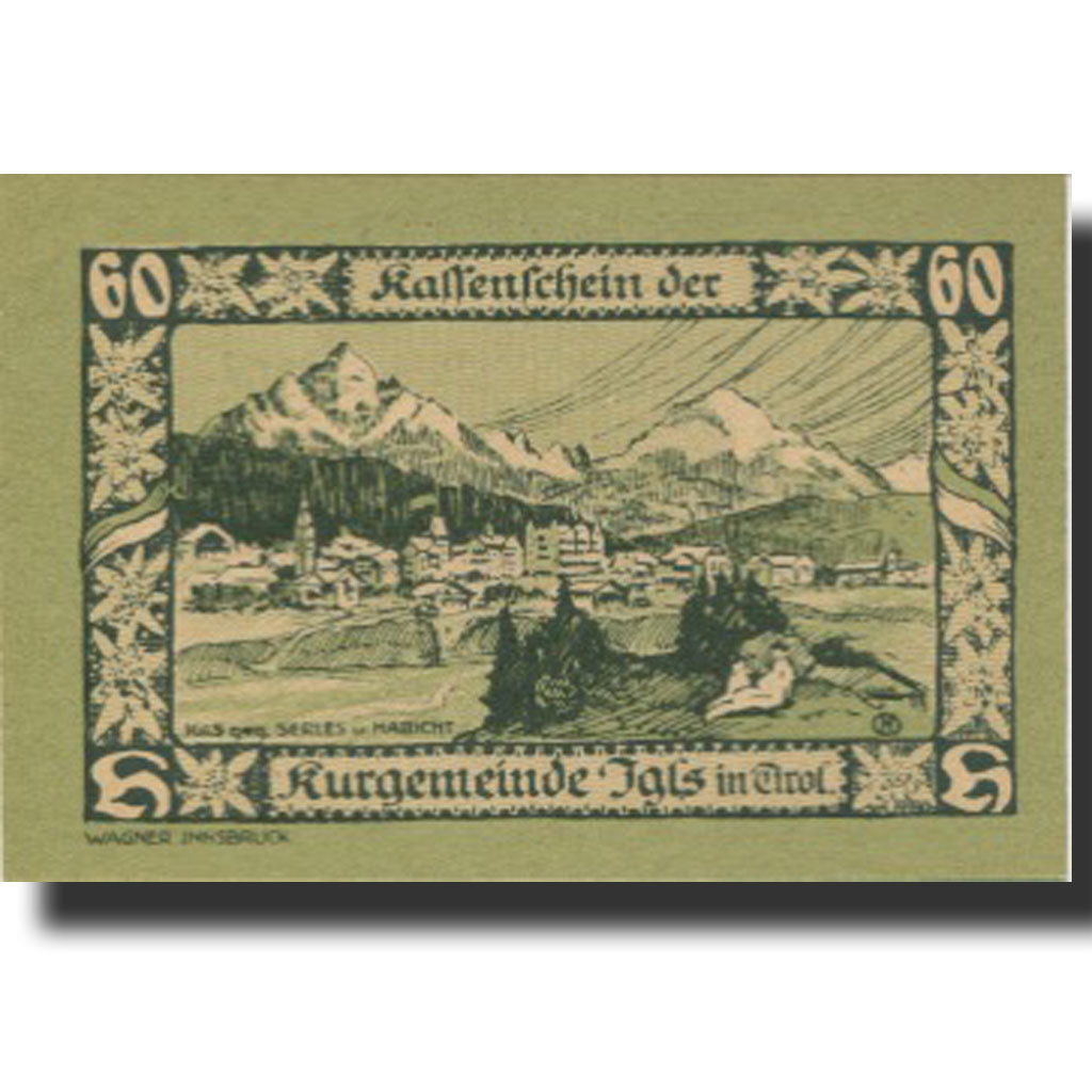 Banknote, Austria, Igls, 60 Heller, montagne 1920-12-31, UNC(63), Mehl:FS 403