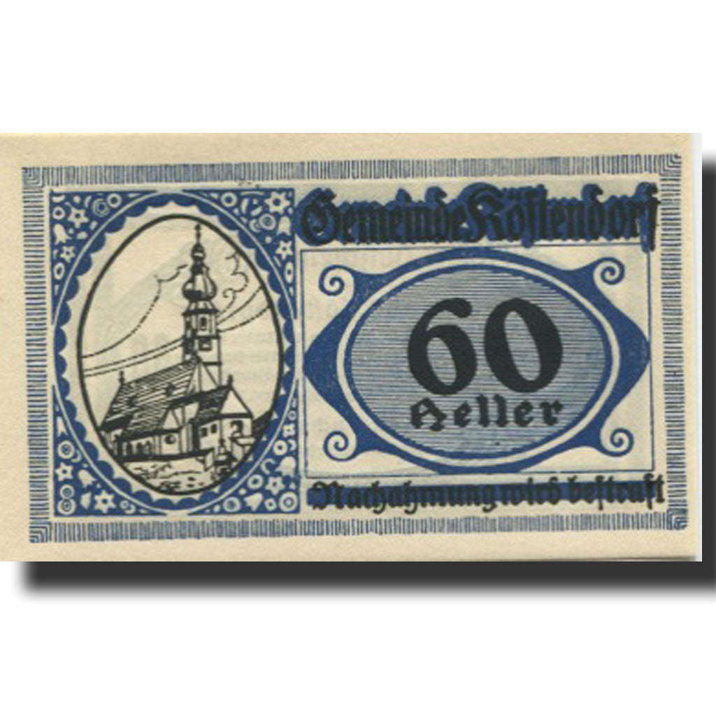 Banknote, Austria, Köstendorf, 60 Heller, Eglise 1920 UNC(63) Mehl:FS 469a