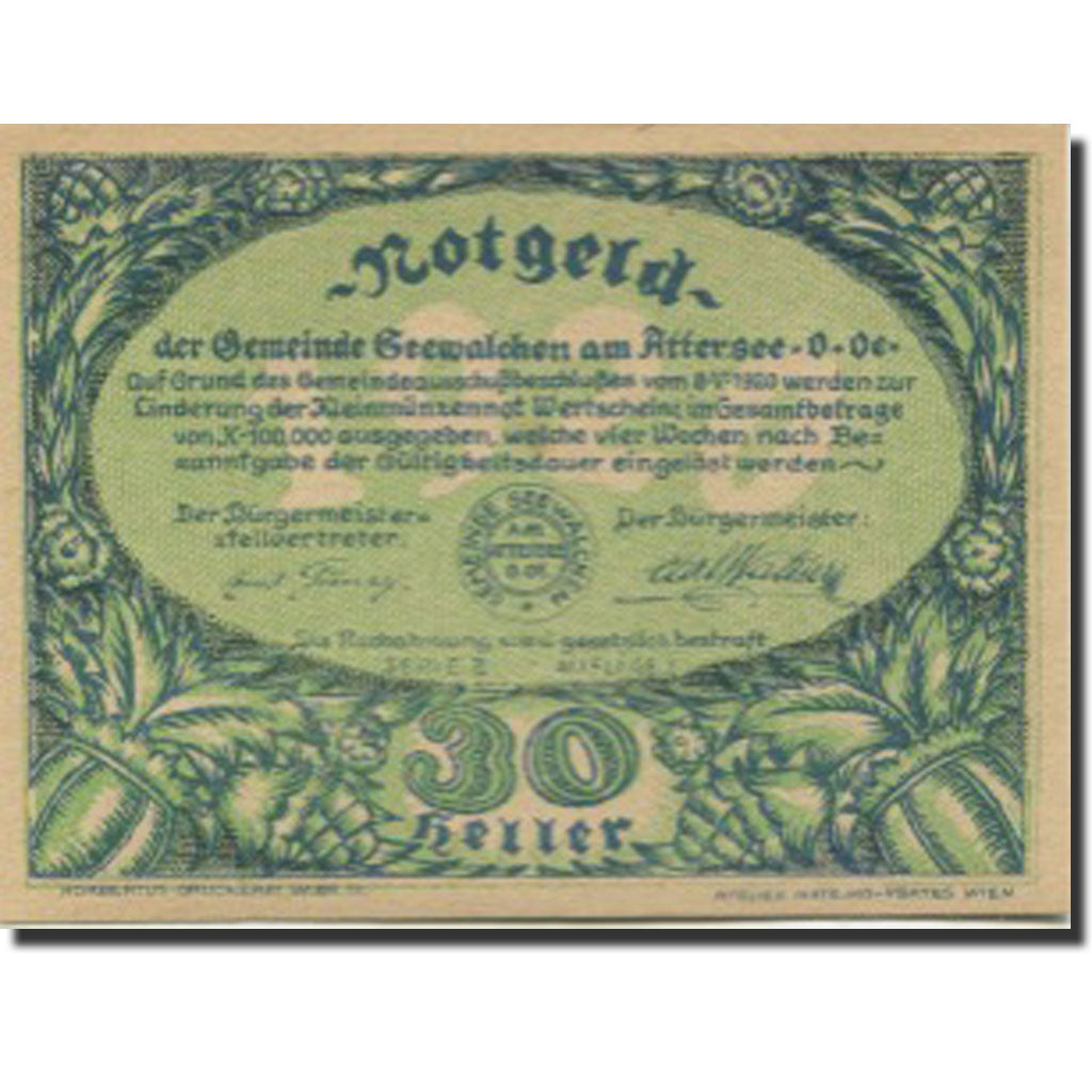 Banknote, Austria, Seewalchen am Attersee, 30 Heller UNC(63), Mehl:FS 988a