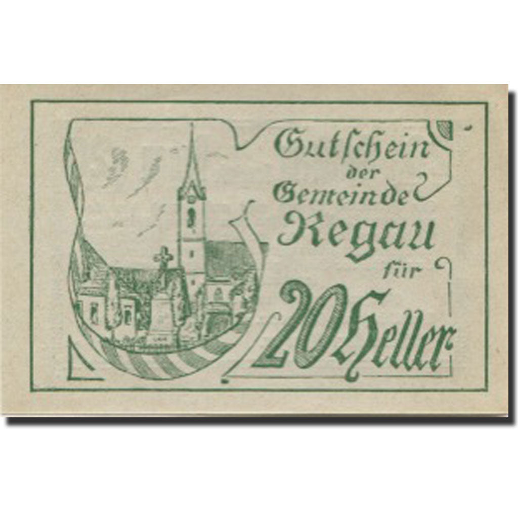 Banknote, Austria, Regau, 20 Heller, Eglise 1, 1920 UNC(63) Mehl:FS 825
