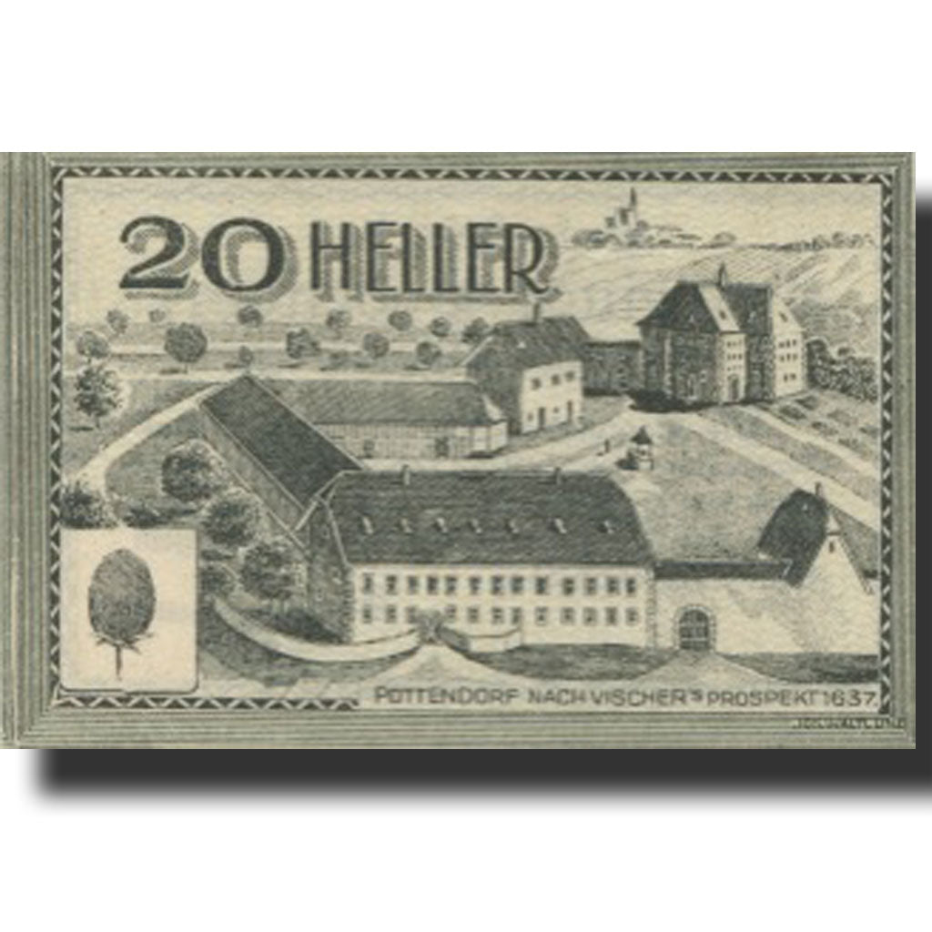 Banknote, Austria, Bodendorf, 20 Heller, château, 1921 UNC(63) Mehl:FS 96IIa