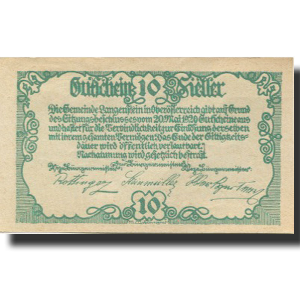 Banknote, Austria, Langenstein, 10 Heller, château, UNC(63), Mehl:FS 502a