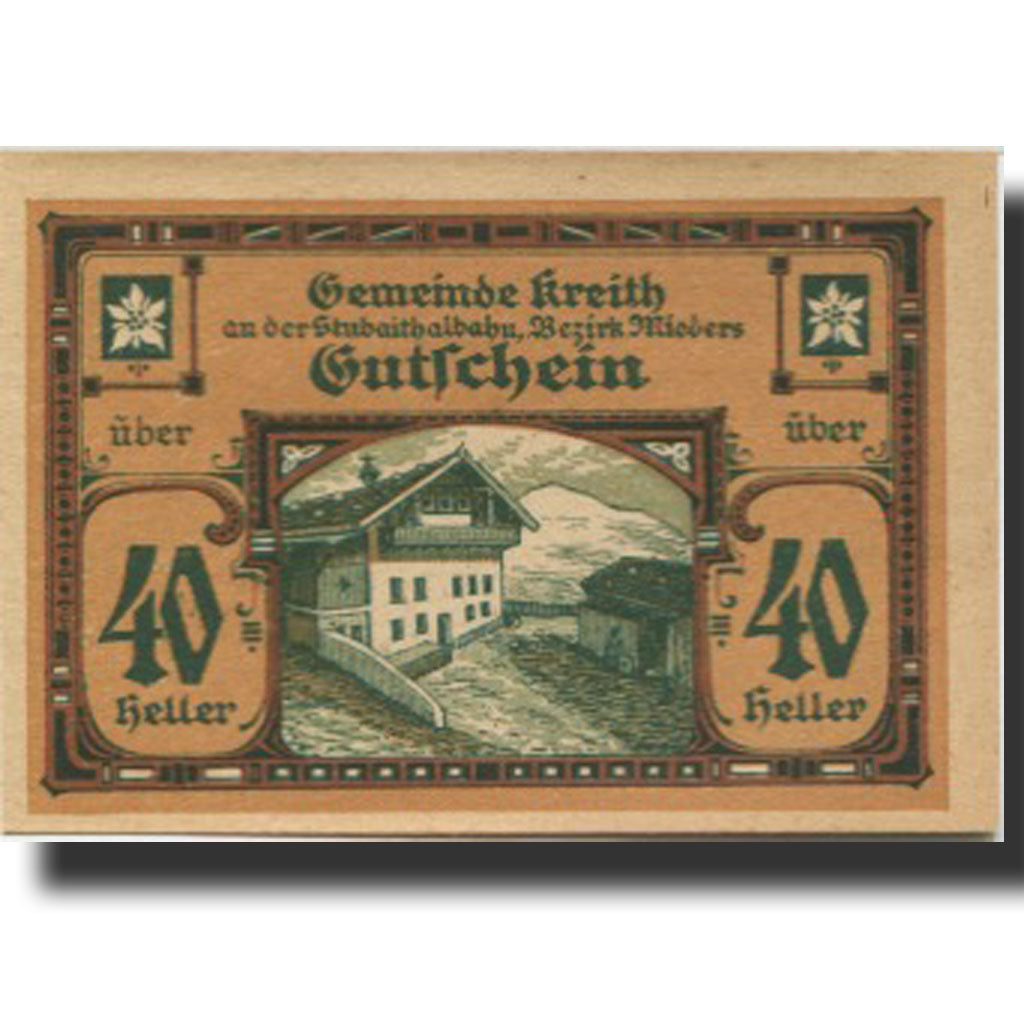 Biljet, Oostenrijk, Kreith, 40 Heller, chalet 1920-12-31, SPL Mehl:FS 471a