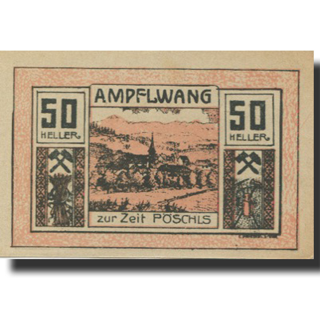 Banknote, Austria, Ampflwang, 50 Heller, village, 1920, UNC(63) Mehl:FS 36a