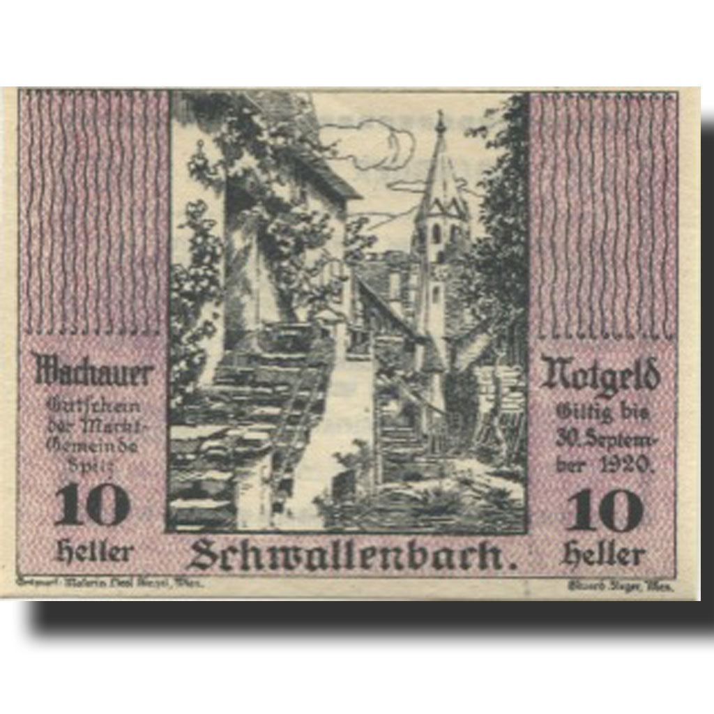 Banknote, Austria, Schwallenbach 10Heller village 1920 UNC(63) Mehl:FS 1122.8IIb