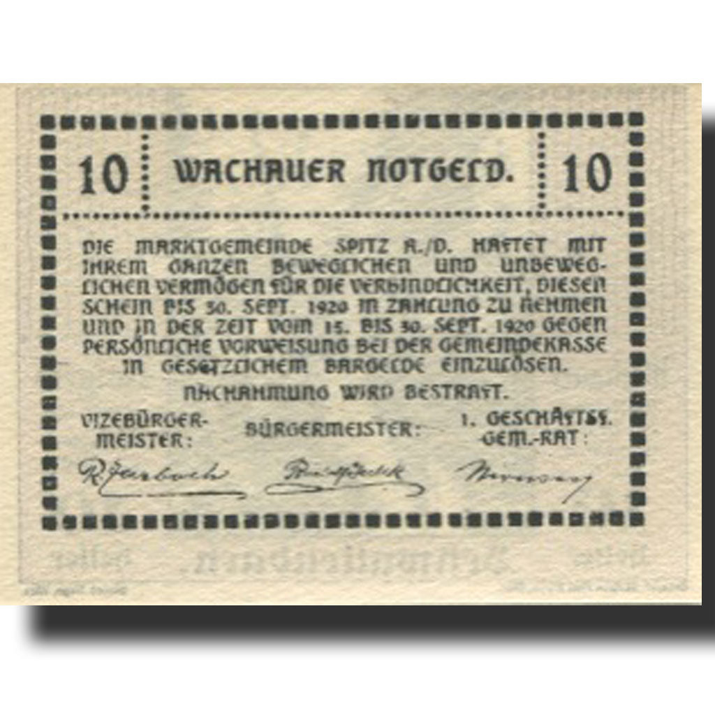 Banknote, Austria, Schwallenbach 10Heller village 1920 UNC(63) Mehl:FS 1122.8IIb