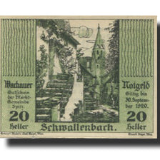 Banknote, Austria Schwallenbach 20Heller, village 1920 UNC(63) Mehl:FS 1122.8IIb