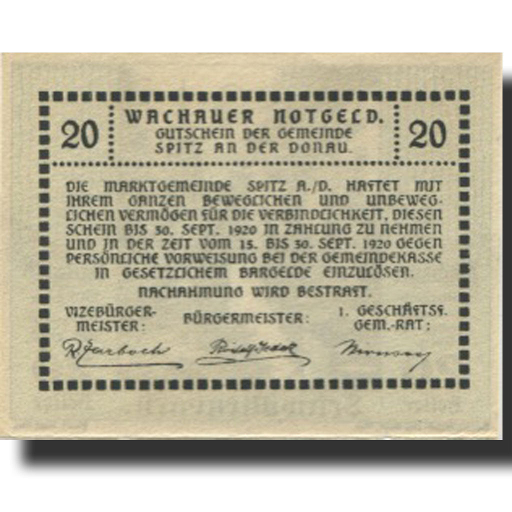 Banknote, Austria Schwallenbach 20Heller, village 1920 UNC(63) Mehl:FS 1122.8IIb