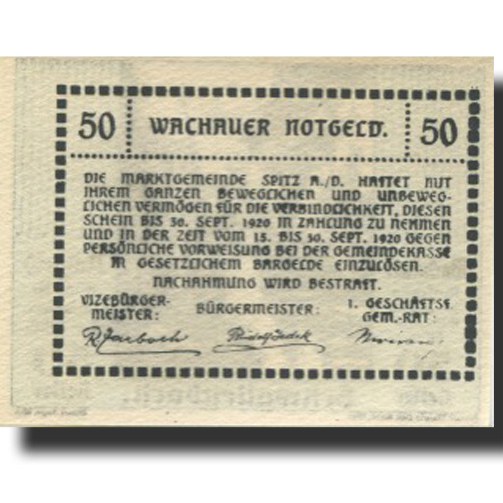 Banknote, Austria, Schwallenbach, 50 Heller 1920 UNC(63) Mehl:FS 1122.8IIb