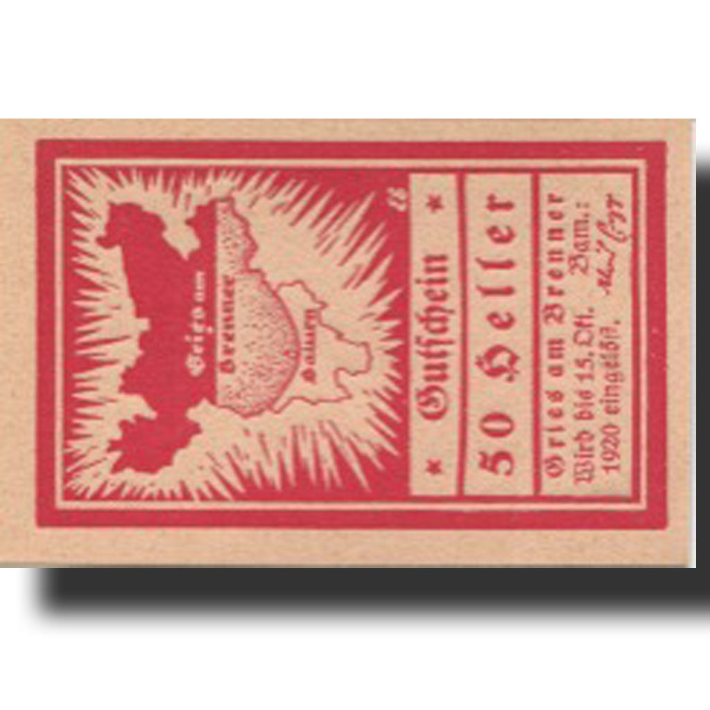 Geldschein, Österreich, Gries, 50 Heller, carte 1920-10-15, UNZ- Mehl:FS 287Ia