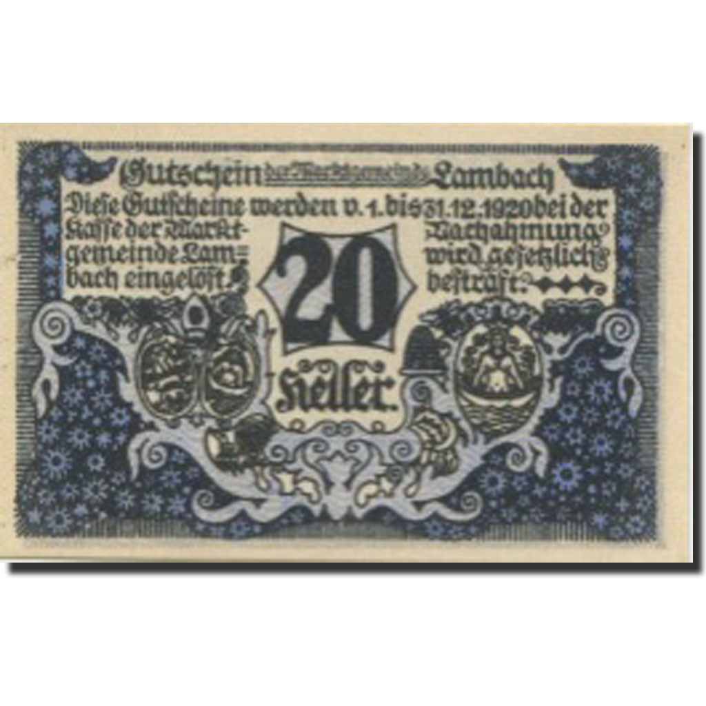 Banknote, Austria, Lambach, 20 Heller, village, 1920, UNC(63) Mehl:FS 496a