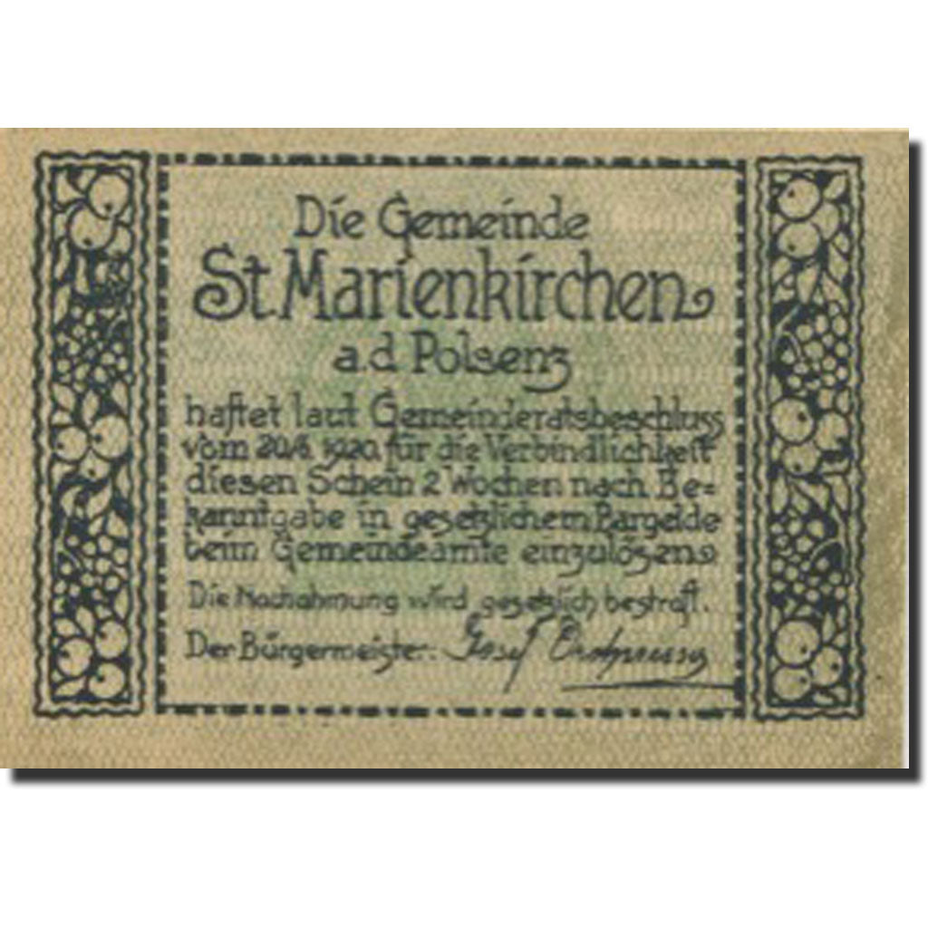 Banknote, Austria, Marienkirchen, 20 Heller, personnage, UNC(63), Mehl:FS 909a
