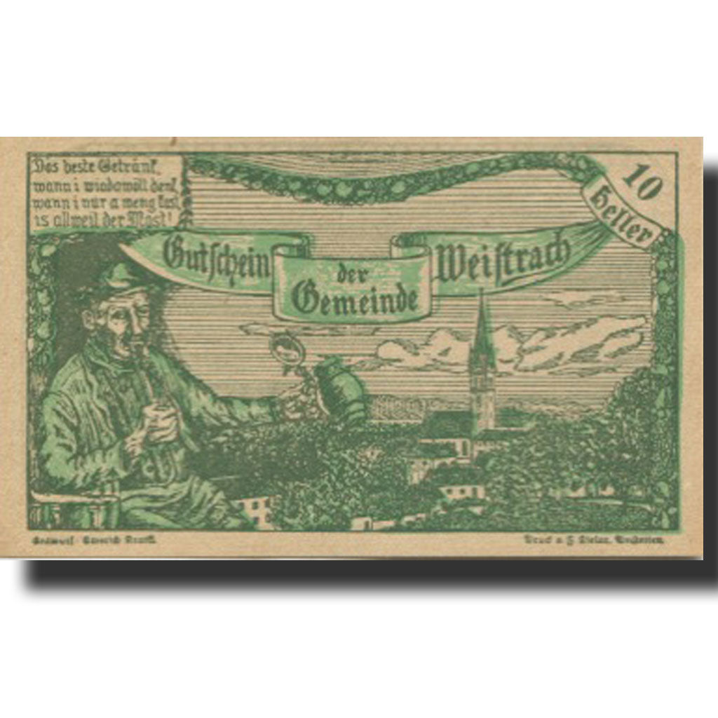 Banknote, Austria, Weistrach, 10 Heller, personnage, 1920 UNC(63) Mehl:FS 1161c