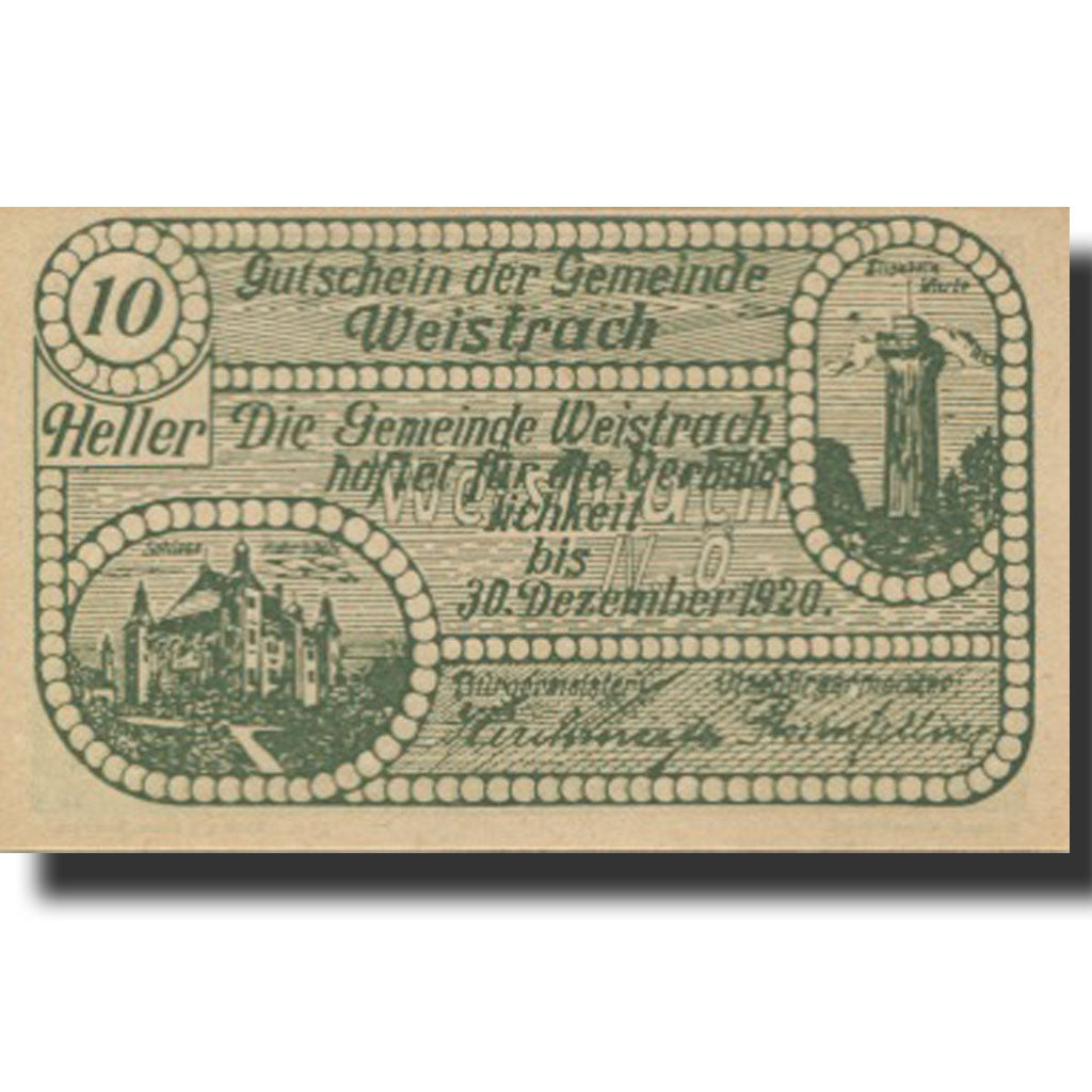 Banknote, Austria, Weistrach, 10 Heller, personnage, 1920 UNC(63) Mehl:FS 1161c