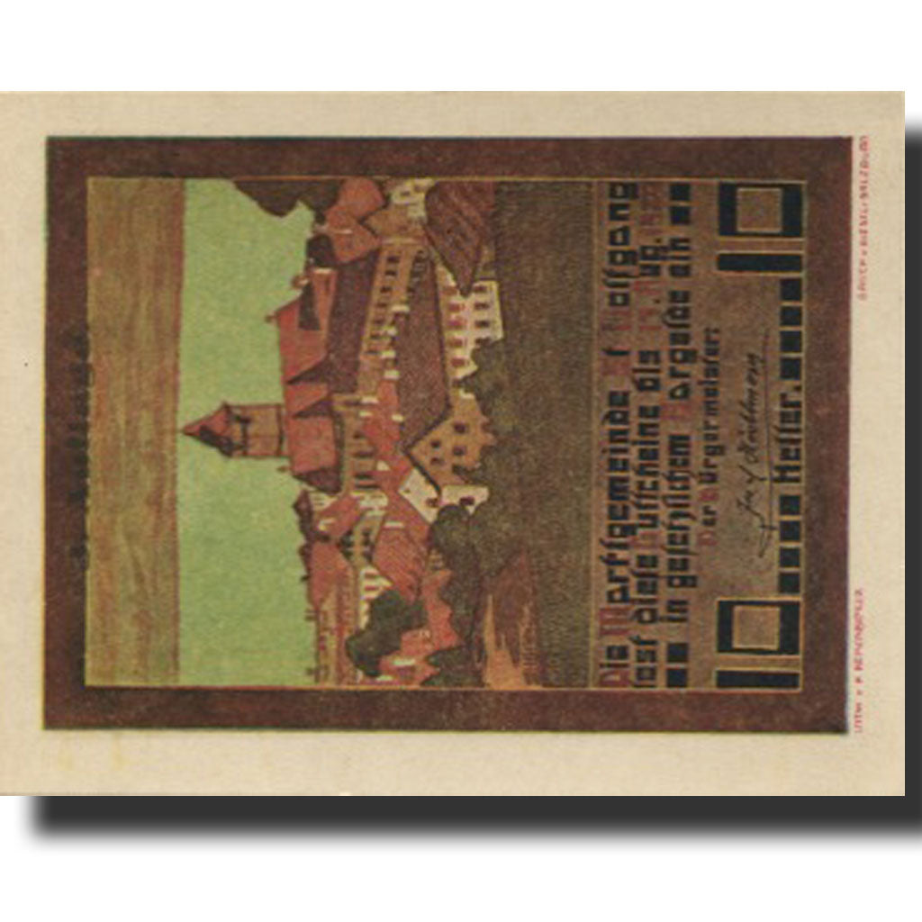 Banknote, Austria, St Wolfgang, 10 Heller, village, 1920 UNC(63) Mehl:FS 947a