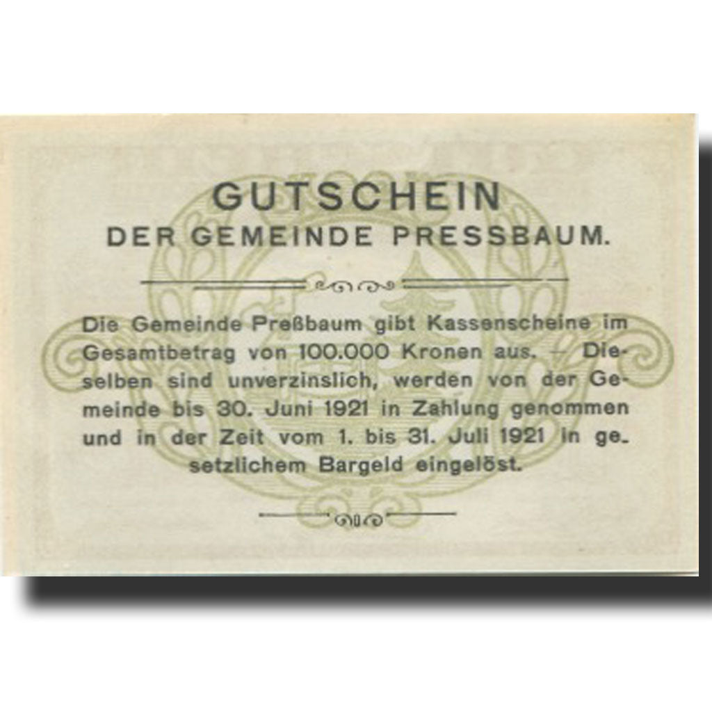 Banknote, Austria, Pressbaum, 20 Heller, Eglise, 1921, UNC(63) Mehl:FS 784a