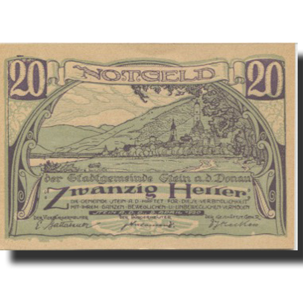 Banknote, Austria Stein a/d Donau 20Heller paysage 1920 UNC(63) Mehl:FS 1015I.2