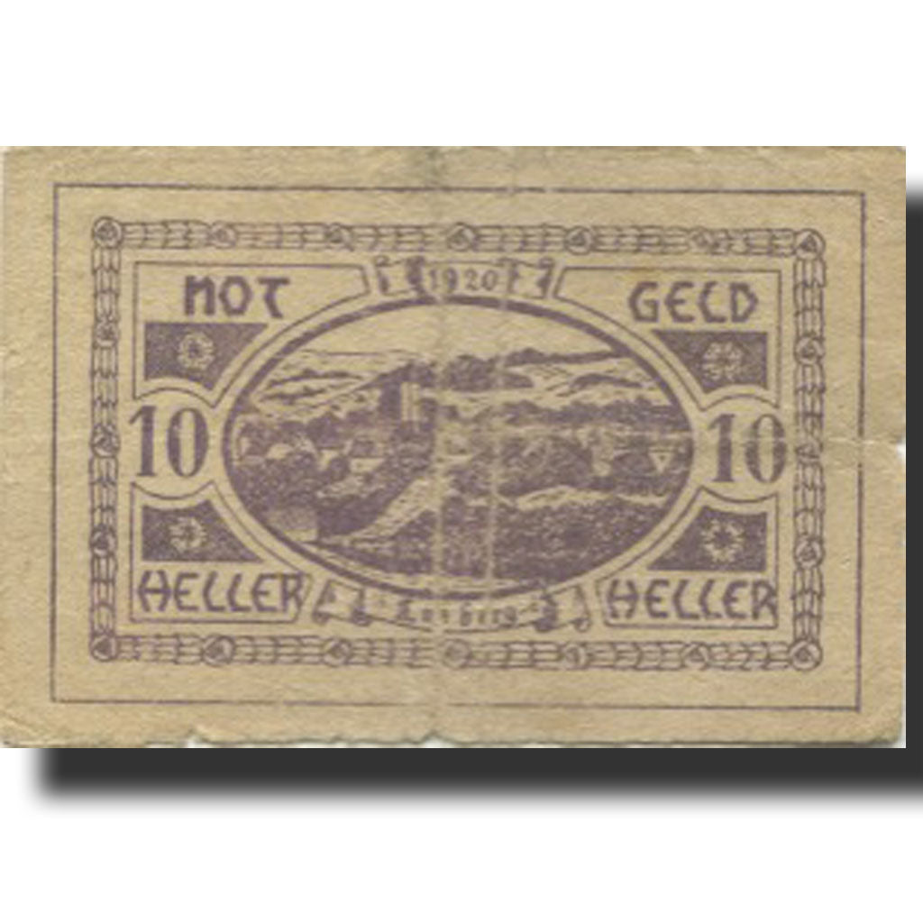 Banknote, Austria, Lasberg, 10 Heller, paysage, 1921 VF(20-25) Mehl:FS 505b