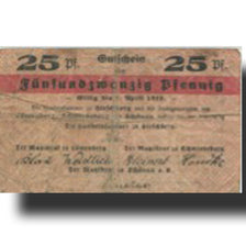 Banknote, Germany, Hirschberg, 25 Pfennig, montagne, 1919, VF(20-25), Mehl:H 41