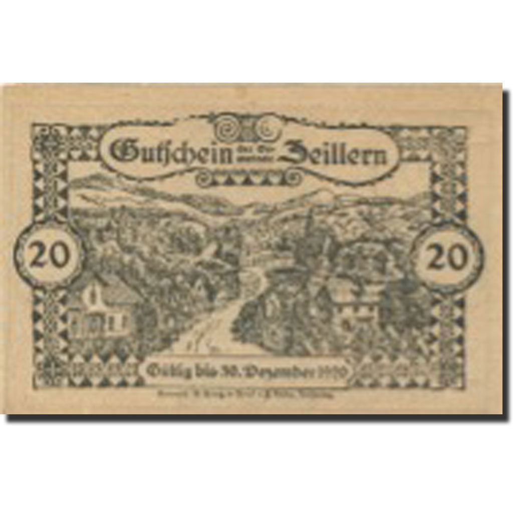 Banconote, Austria, Zeillern, 20 Heller, village 1920-12-30, SPL Mehl:FS 1263c