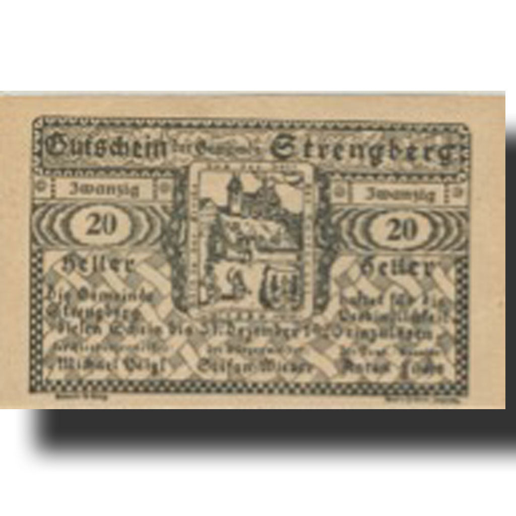 Banknote, Austria, Strengberg, 20 Heller, village, 1920 UNC(63) Mehl:FS 1049c