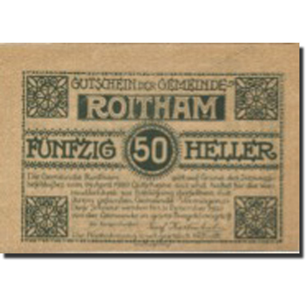 Banknote, Austria, Roitham, 50 Heller, pont 1920-12-31, UNC(63), Mehl:FS 843d