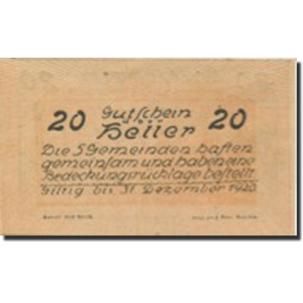 Banknote, Austria, Neustadt, 20 Heller, Monument, 1920 UNC(63) Mehl:FS 665a