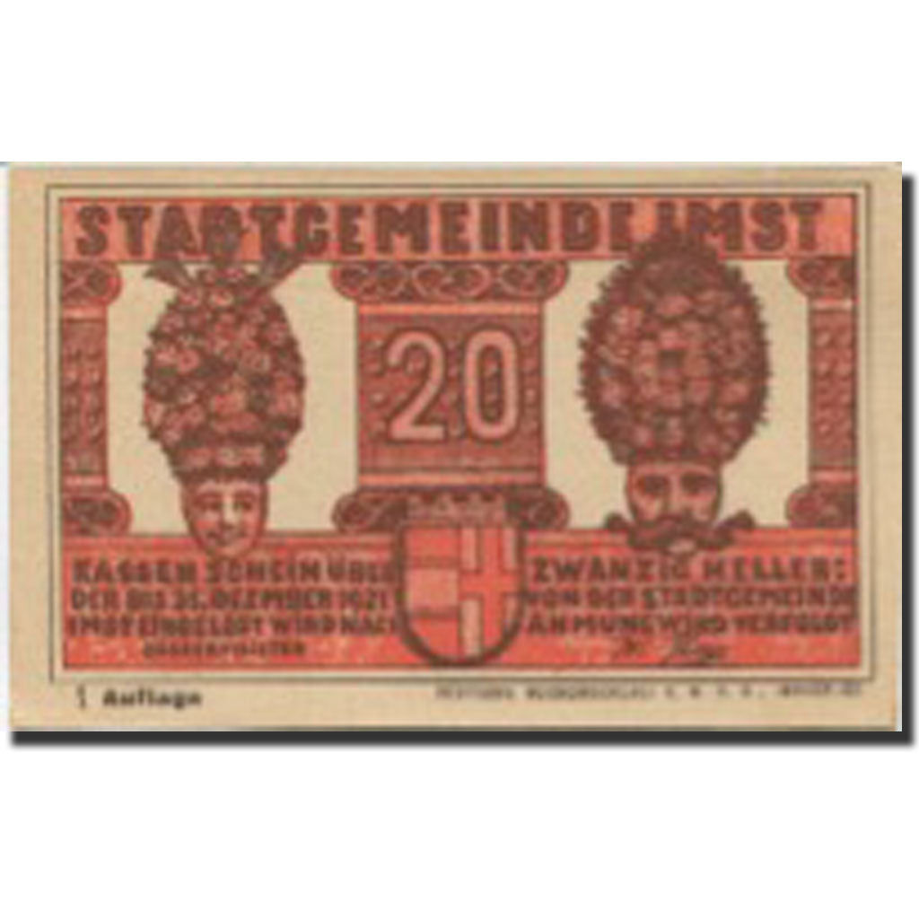 Banknote, Austria, Imst, 20 Heller, personnage, 1920 UNC(63) Mehl:FS 405a
