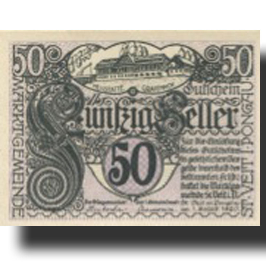 Banconote, Austria, Pongau, 50 Heller, Blason 1920-12-31, SPL, Mehl:FS 945a