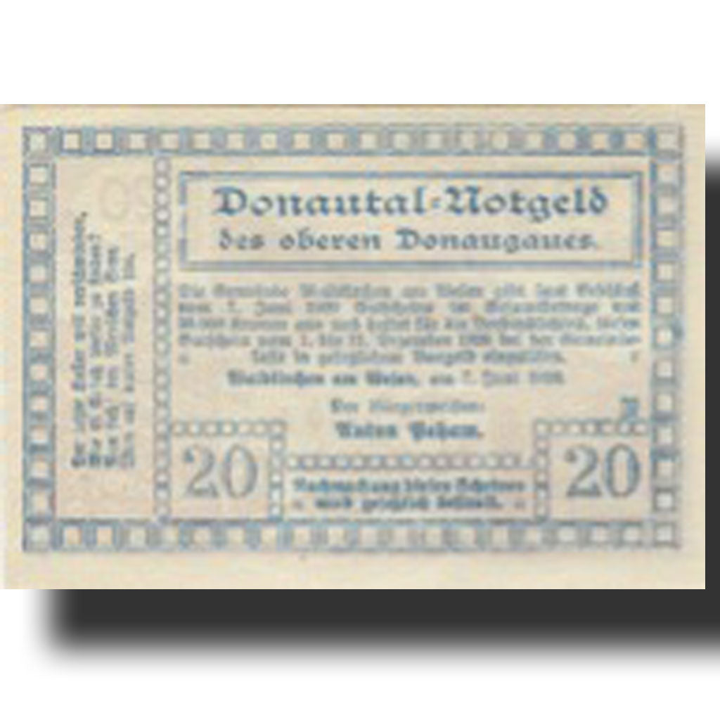 Banknote, Austria, Waldkirchen, 20 Heller, village, 1920 UNC(63) Mehl:FS 1133d