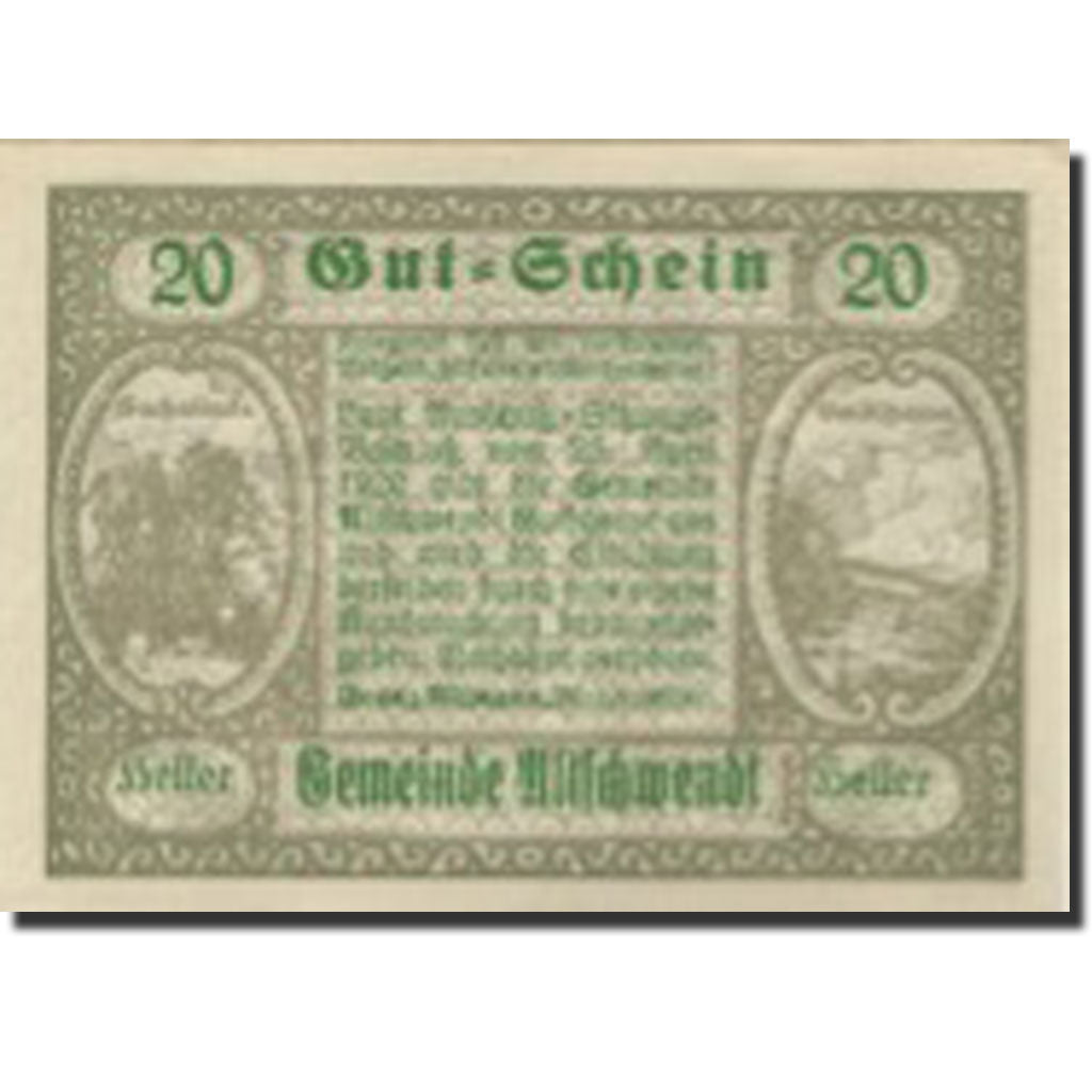Banknote, Austria, Altschwendt, 20 Heller, Forêt, UNC(63), Mehl:FS 35IIa