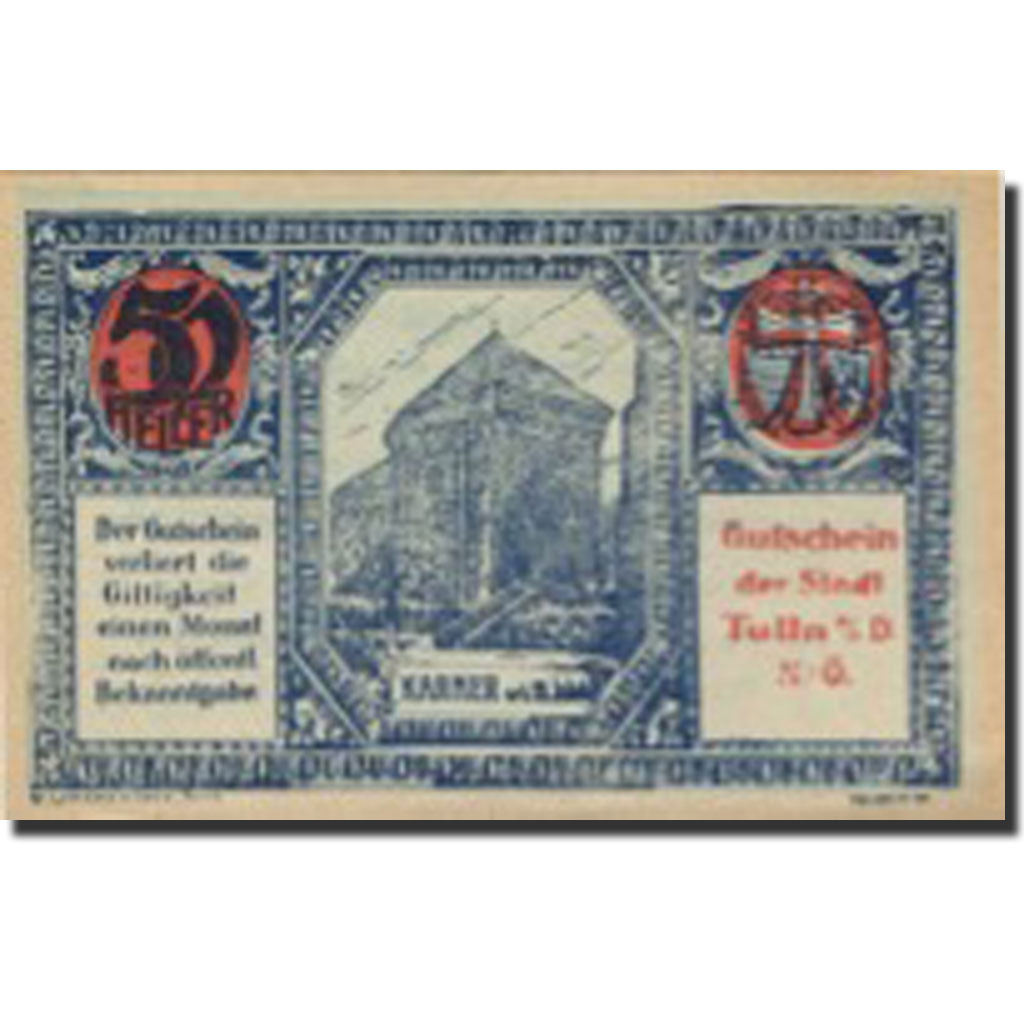 Banknote, Austria, Tulln, 50 Heller, Monument, UNC(63), Mehl:FS 1083IIa