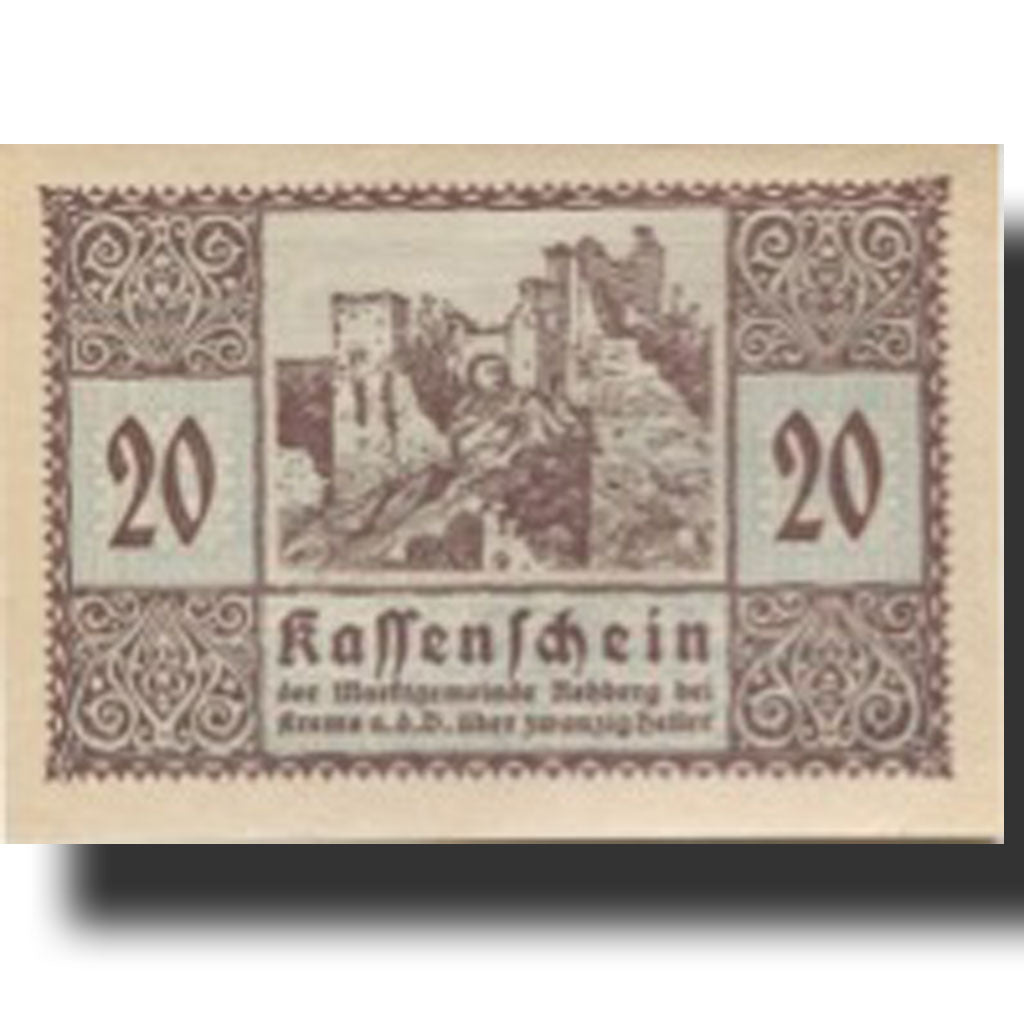 Banconote, Austria, Rehberg, 20 Heller, ruine 1920-12-31, SPL Mehl:FS 826