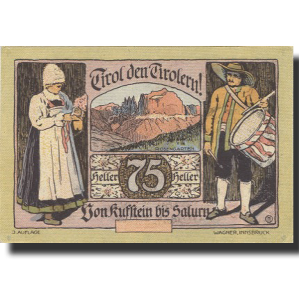Banknote, Austria, Innsbruck, 75 Heller, Blason, 1920 UNC(63) Mehl:FS 412Ia