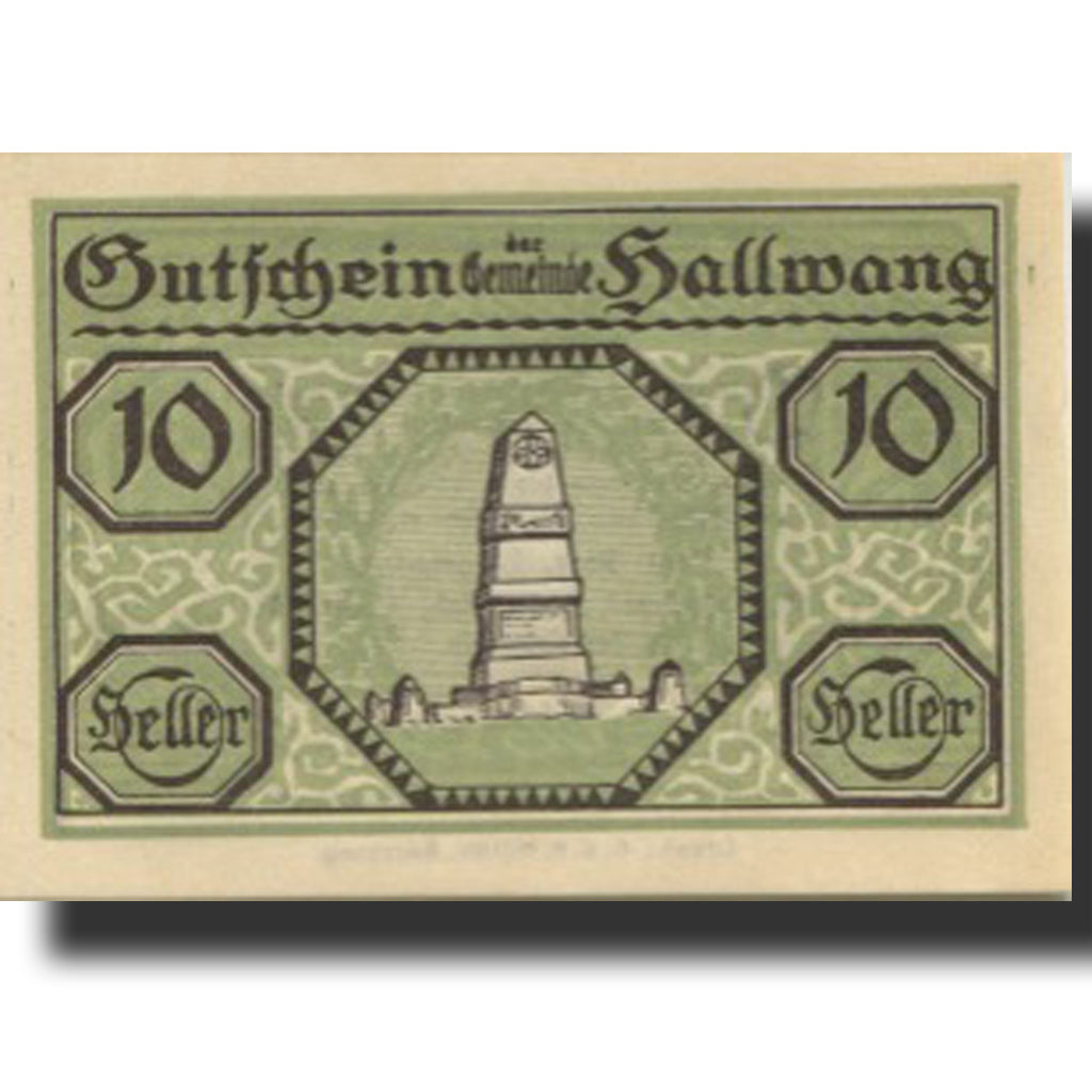 Banknote, Austria, Hallwang, 10 Heller, Monument, 1920 UNC(63) Mehl:FS 346a