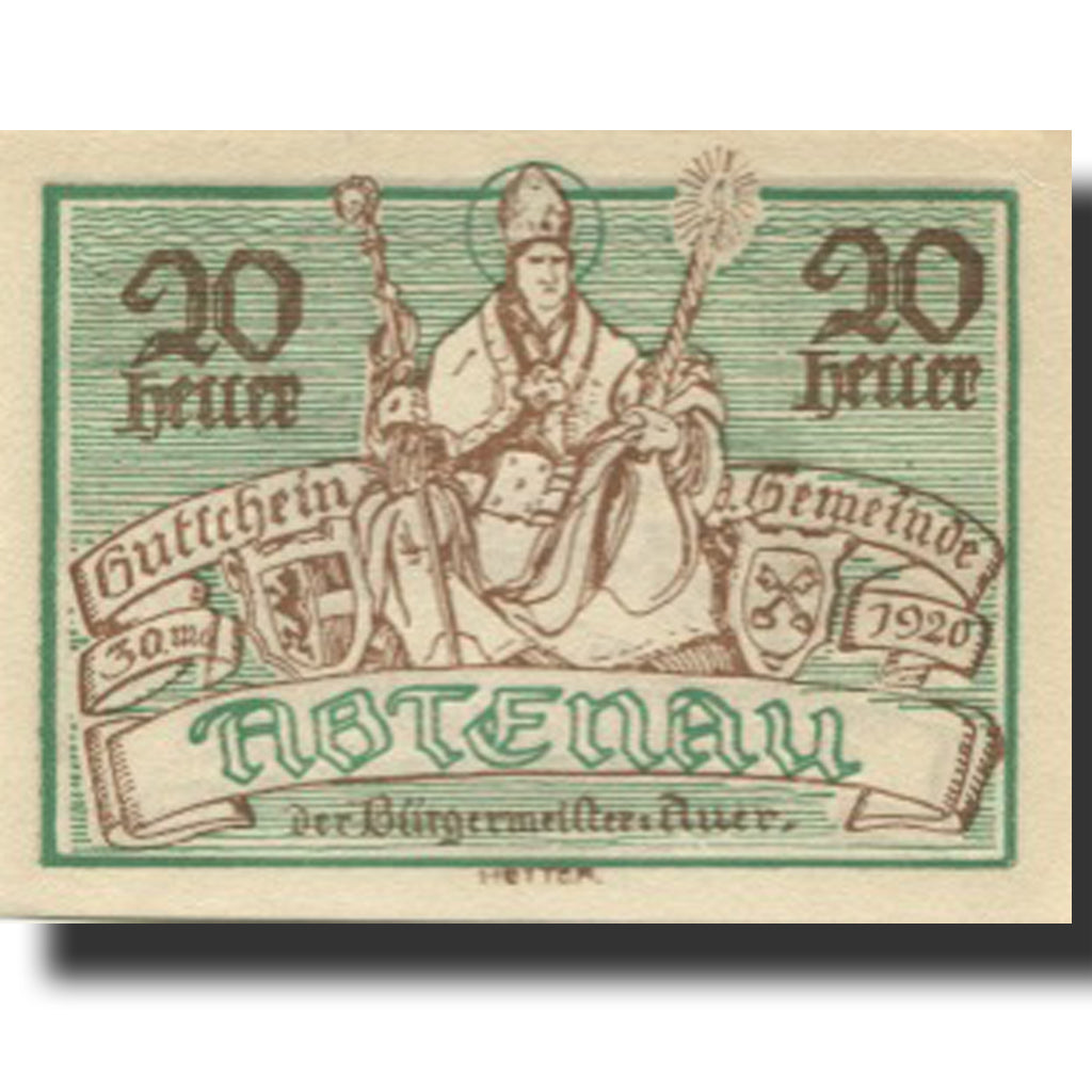 Banknote, Austria, Abtenau, 20 Heller, personnage, 1920 UNC(63) Mehl:FS 3a